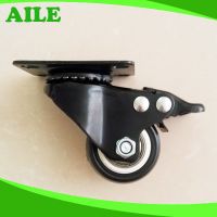 Swivel Light Duty Black PU Small Caster Wheels With Brake