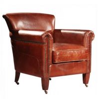 retro leather armchair with wheels