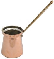 PLAIN COPPER TURKISH COFFEE MAKER WITH BRASS HANDLE