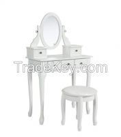 Vanity Armoire Makeup Table Set - White