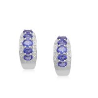 5.75ct Blue Tanzanite With White Topaz Gemstone 925 Sterling Silver Earrings