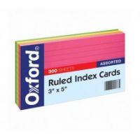 1000 Packs Oxford Ruled Index Cards, 3" x 5" , Assorted Glow Colors, 300 Sheets per Pack