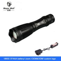 Aluminum alloy 18650 rechargeable waterproof camping led flashlight