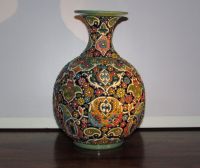 A stunning hand Enamel painted Earthenware Persian textures Vase
