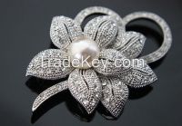 2016 New Rhinestones Mosaic Natural Pearl Alloy Material Flowers Shape