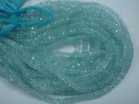 Aquamarine Faceted Rondell Beads 3-4mm Size14 Inch Length Approx