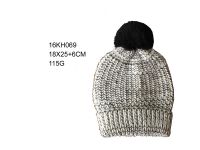 2016 New Fashion 100%Acrylic Iceland Wool Knitted Hat with Folded and Yarn POM POM