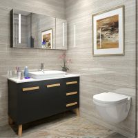 New style environmental protection multilayer solid wood bathroom cabinet with senior wooden paint and bluetooth music player