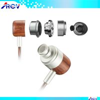 Nostalgia Wood Earphone In Ear Headset Wired Earbud With MIC