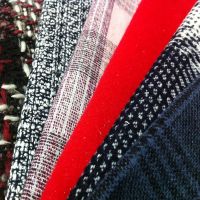 woven polyester blended wool tweed fabric for coats