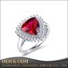 Women Retro Trillion Shape Rhinestone Gemstone White Gold Plated Finger Ring