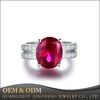 Fashion Jewelry Lab Ruby Stone Rhinestone Zircon 925 Sterling Silver Two In One Ring