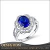 Fashion Oval Blue Sapphire Gemstone Flower Shape 925 Sterling Silver Jewelry Cocktail Ring For Women