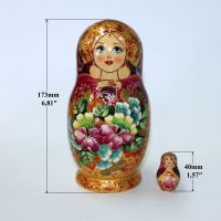 Matryoshka Russian Wooden Babushka Doll Handmade Nesting Dolls Art 5 Piece Set