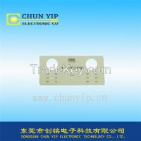 thin film membrane switch panel with logo and 2 round windows