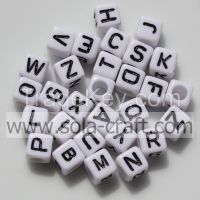 Wholesale Letters White Cube Plastic Acrylic Alphabet Spacer Beads