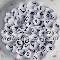 Hot Selling White Letter/ Alphabet Acrylic Beads For Bracelet DIY 7MM