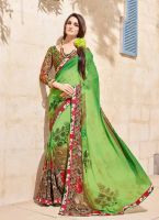 Parrot Georgette Embroidery Designer Saree | Uttamvastra