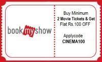 Bookmyshow coupon codes Buy Minimum 2 Movie Tickets & Get Flat Rs.100 OFF