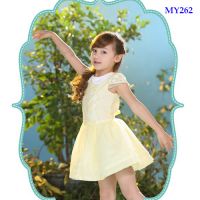 Cap Sleeve dresses for girls of 7 years old yellow girls frocks