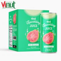 250ml Sparkling water VINUT 4 Cans Pink Guava Juice Company real pure Private label beverage Vietnam Product ISO Certificate