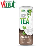 320ml VINUT Real fruit juice Can (Tinned) Private Label service Green ice tea with Chia seed flavour Wholesalers Vietnam