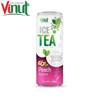 320ml VINUT 100% Nature Can (Tinned) ODM service Green iced tea Peach Original Staste Supplier Vietnam