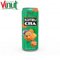 250ml VINUT Best Price Can (Tinned) OEM Beverage Kombucha with Passion fruit Tangerine Supplier in Vietnam
