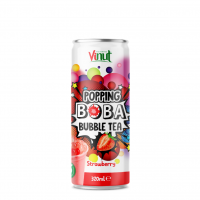 Free Sample 320ml Vinut Premium Popping Boba bubble tea with Strawberry flavor