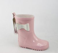 New 3D white bow pink girls rubber boots with tassels