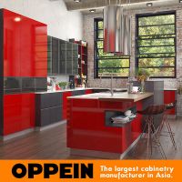 Modern Red Industrial Style Wooden Lacquer Laminate Kitchen Cabinet