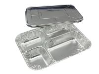 foil disposable lunch box Aluminium foil container FDA LFGB ROHS SGS fast food box food bowl with cover lid China factory food divided 4 four
