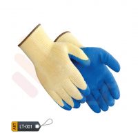 Latex coated blue seamless glove