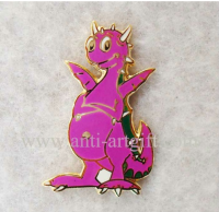 Custom Metal badge die struck Purple dragon Hard Enamel