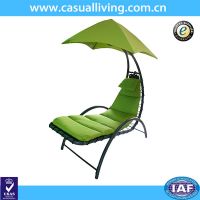 Outdoor Chaise Lounge Chair with Canopy and Removable Pad