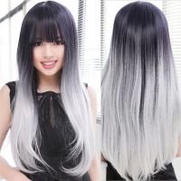 Europe Black And Gray Heat Resistant Hair Wigs