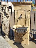 ANTIQUE LIMESTONE WALL FOUNTAIN, MID CENTURY