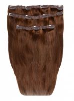 Double drawn remy human clip in hair extension