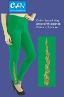 embroidery design made 4 way cotton ankle legth leggings for women ladies and girls 
