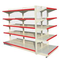Supermarket shelving unit with wire mesh back