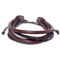 Brown Leather Wrap Bracelet for Men