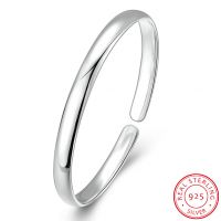 Wholesale Simple Design 925 Sterling Silver Women's Cuff Charm Bangle