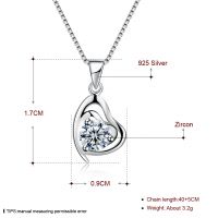 Link Chain S925 Sterling Silver Zircon Stone Heart Pendant Women's Jewellery Charm Necklace