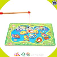 New products baby wooden magnetic fishing game funny kids wooden