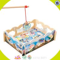 New products baby wooden fishing games funny kids wooden fishing