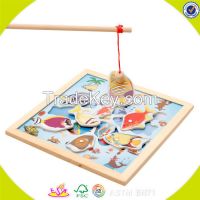 Baby Wooden Magnetic Fishing Set Funny Kids Wooden Magnetic Fishing Se