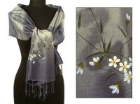 Silk shawl, 'Silver Garden'