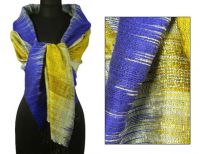 Silk shawl, 'Shimmering Blue Chic'
