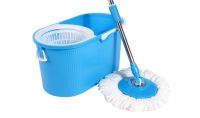 Magic Spin Mop - Easy Press Mop Bucket Set - 360     Rotation Push & Pull - Liquid Drain Hole - Easy Wring with Reusable Mop Heads - Non Pedal