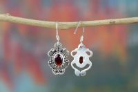 Wholesale 925 Sterling Silver Faceted Garnet Gemstone Earring